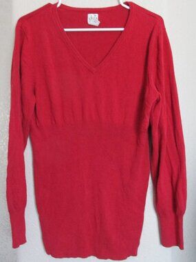 Duo‎ Maternity Pullover T Sweater Womens Size XL Red Long Sleeve V Neck Shirt